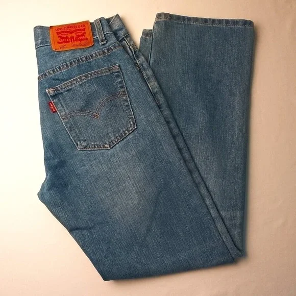 Levis Kids 505 Regular Straight Leg Denim Jeans Size 14 Slim Blue Classic School