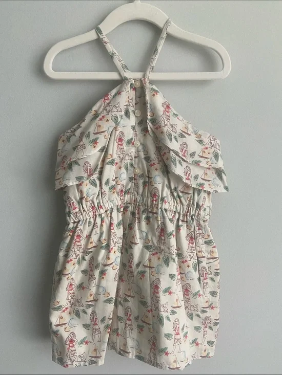 Disney X Janie and Jack Moana Print Halter Romper size 4 girls