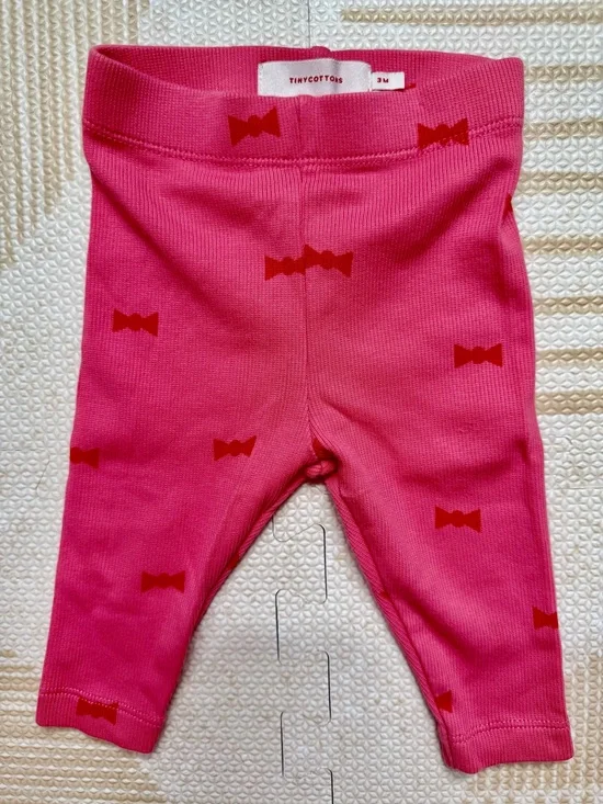 Tiny Cottons Pink Baby Leggings with Bow Print
