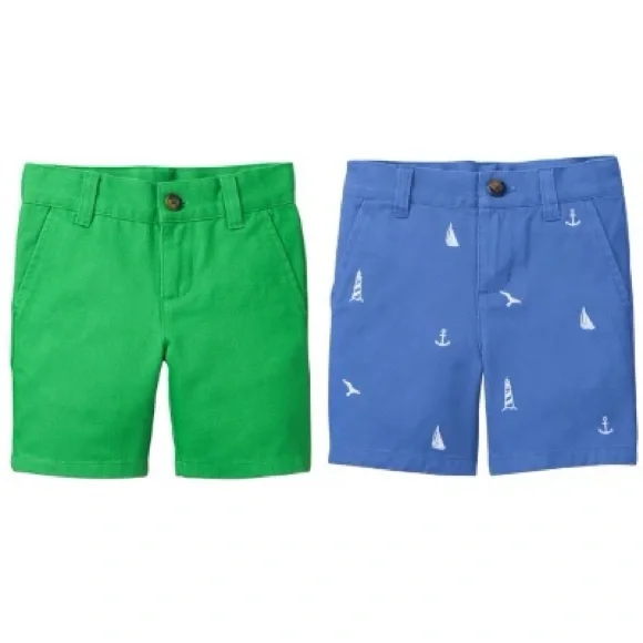 Janie & Jack 2-Piece Blue & Green Twill Shorts Baby Boy Size 6-12M