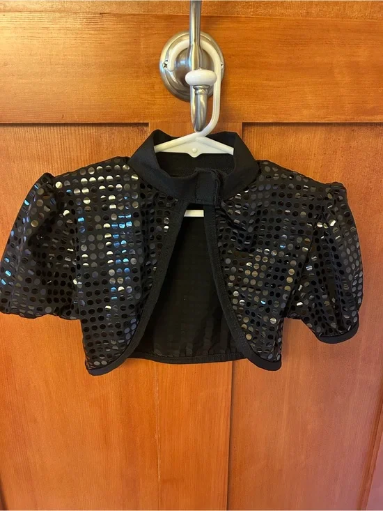 Black Sequin Shrug Jacket for Kids Dance Costume