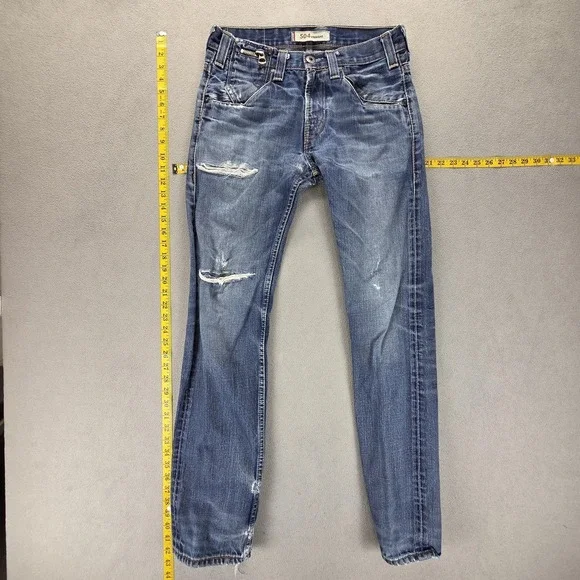 Vintage Levis Engineered Jeans Mens 30x34 Blue 504 Straight Thrashed Honeycomb