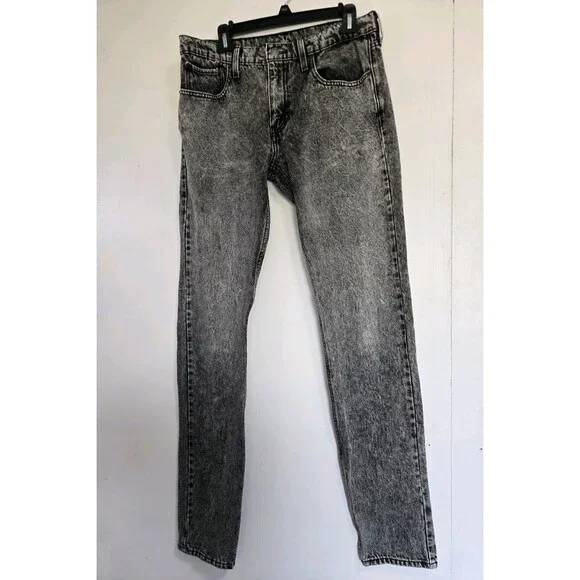 Levi’s 512 Mens Jeans Size 32x36 Grunge Slim Taper  Acid Washed Black Grey
