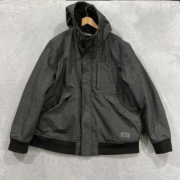 Levi Jacket Mens‎ 2XL Hooded Sherpa Lined Field Parka Gray Zip Outdoors