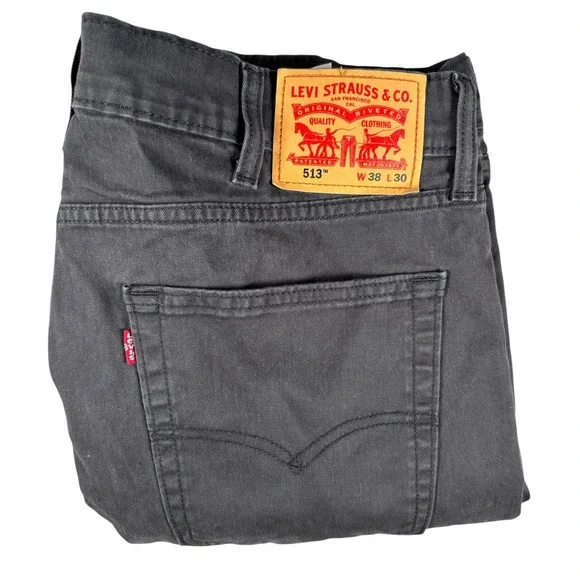 Levi's 513 Slim Straight Pants Mens 38x30 Charcoal Minimalist Workwear Gorpcore
