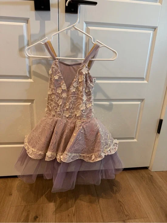 Lilac Floral Sequin Tutu Dress. Ballet costume