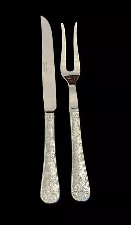 Reed & Barton Queen's Garden Small Solid 2-Pc Steak Carving Set DISCONTINUED Z