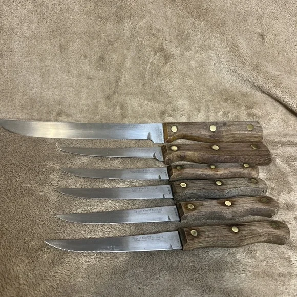Six Regent Sheffield‎ INOX-Stainless-ROSTFRET Kitchen Knives Wooden Handles