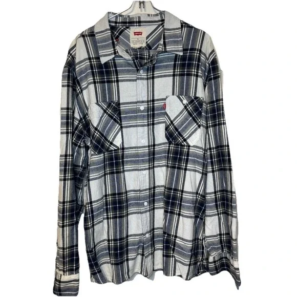 Levi's Men's Shirt Vintage Plaid Flannel Long Sleeve Button Up Pockets Cotton XL