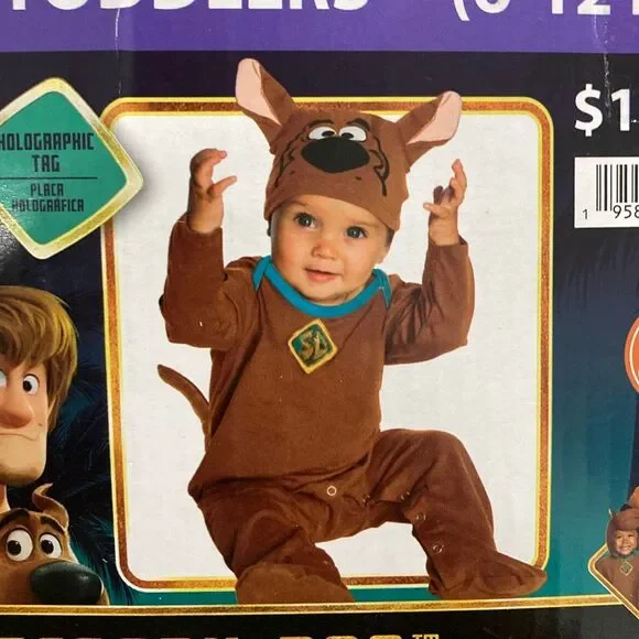 Scooby-Doo Baby Halloween Costume 6-12 Months Jumpsuit Tail & Headpiece
