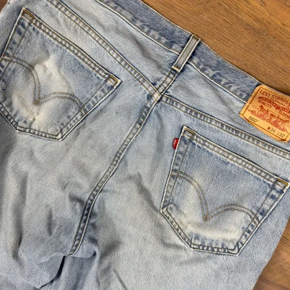 Levis 560 Comfort Fit Jeans‎ Mens 36x32 Light Wash Baggy Tapered Denim 2004 Y2K