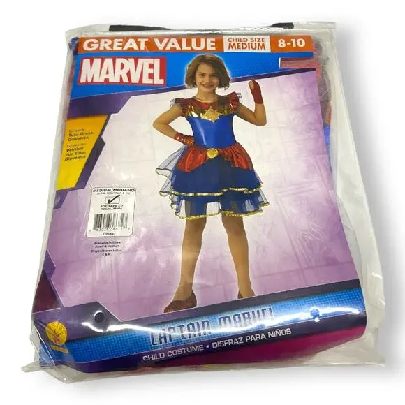 Captain Marvel Tutu Dress‎ Costume NEW NIP Rubie's M 8 10