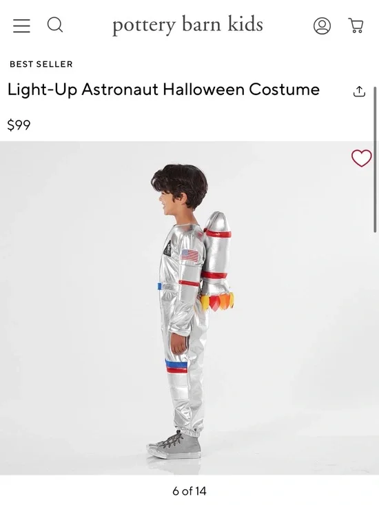 Pottery barn astronaut & planet costume. Astronaut is 4-6 in size planet is 2-3