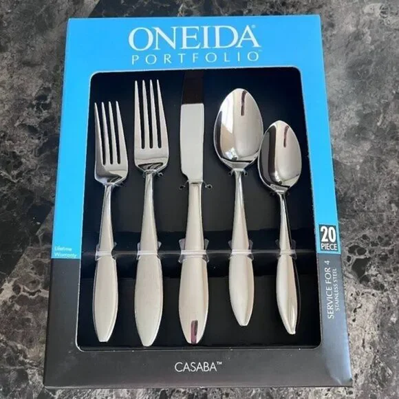 Oneida Casaba 20 Piece Everyday‎ Premium Flatware Set, Service for 4