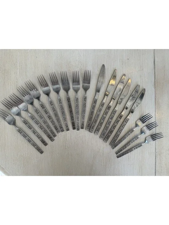 Gold Standard Night Blossom Stainless Flatware Lot Of 19 Japan