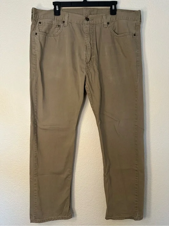 Levi’s 505 Regular Fit Jeans Men’s 40x30 Tan Khaki Straight Leg Denim Pants