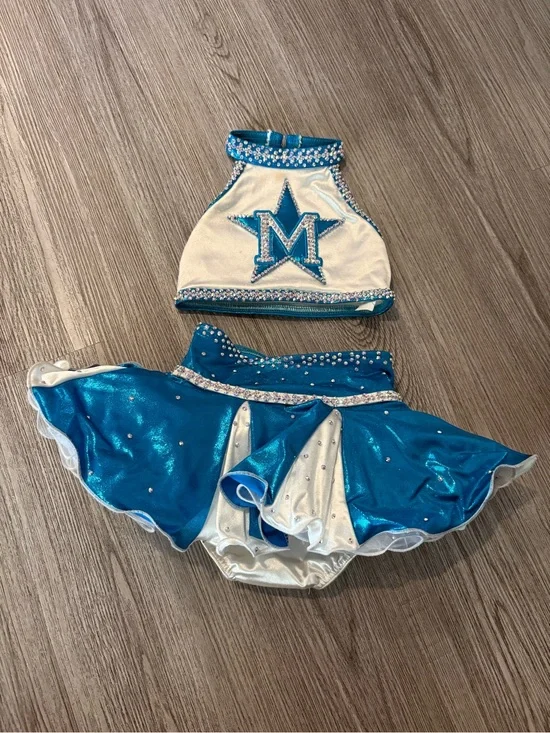 Blue and White Star Dance Costume Set for Kids