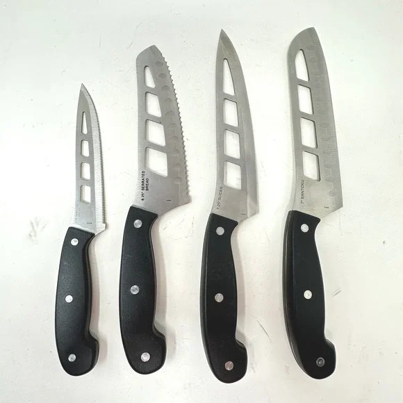 Mad Hungry 4 Piece Stainless Steel Air Blade Release Knife Set Sheaths Black