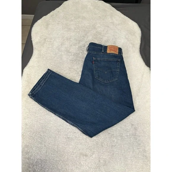 Levis 505 Mens Blue Straight Jeans Size 40x30 Cotton‎ Denim Pants Stretch