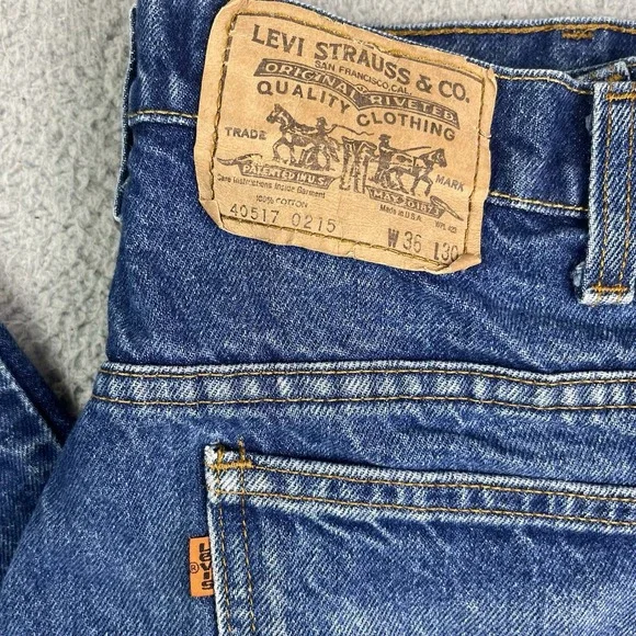VTG Levi's 40517-0215‎ Orange Tab Jeans Men's 36x30 Pants Made In USA