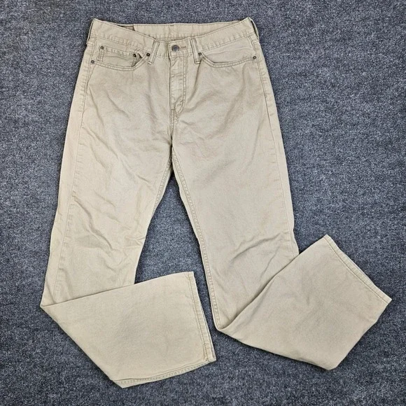 Levis 514 Pants Mens 34x34 Straight Fit Khaki Tan Cotton Twill White Tab Neutral