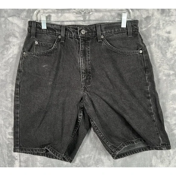 Vintage Levis 550 Jean Shorts Mens 33 (31) Black Red Batwing Orange Tab 90s