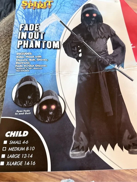 Spirit Fade In/Out Phantom Kids Costume - Black with Red Eyes
