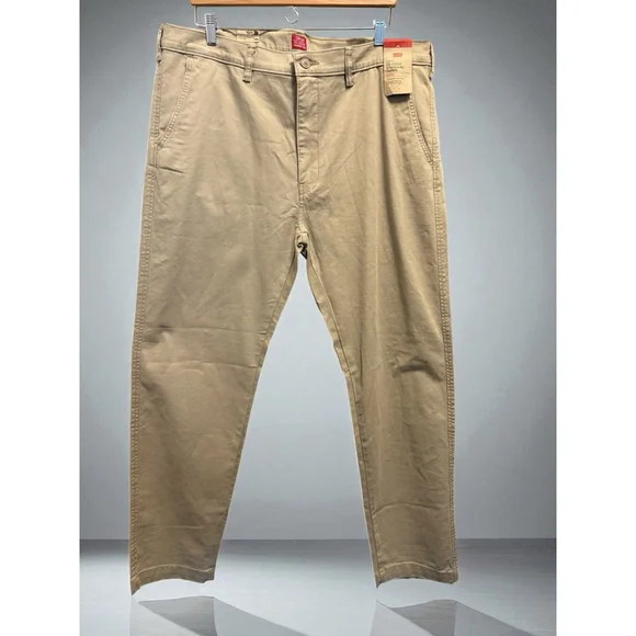 Levis Pants XX Chino Standard‎ Taper Stretch Khaki Brown Size 38x31 NWT Flawed