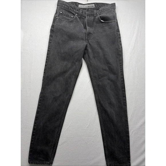 Vtg 1980s Levis Silver Tab 512 black Mens jeans 33x32 Faded USA Made Red Batwing
