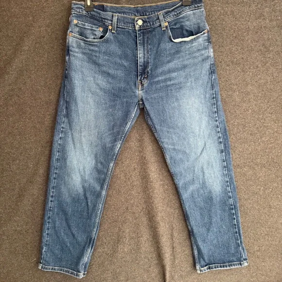 Levis 505 Regular Fit Mens‎ Jeans 35x28 Blue Denim Straight Leg Stretch