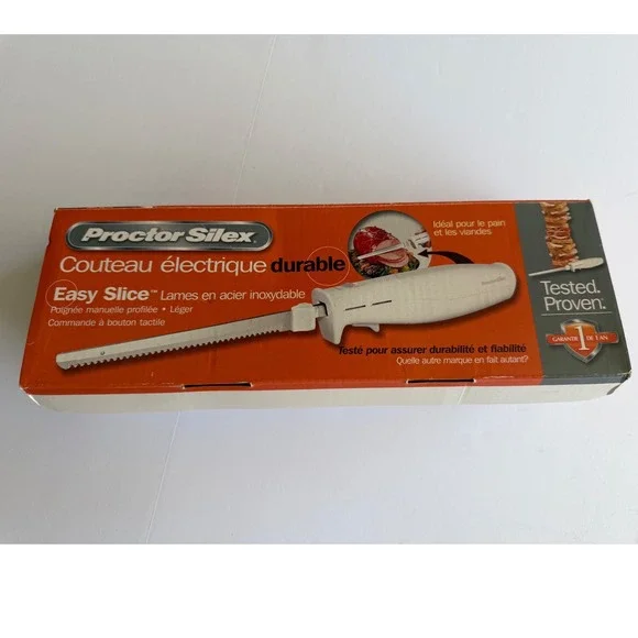 Proctor Silex Easy Slice Electric‎ Knife White Stainless Steel Blades