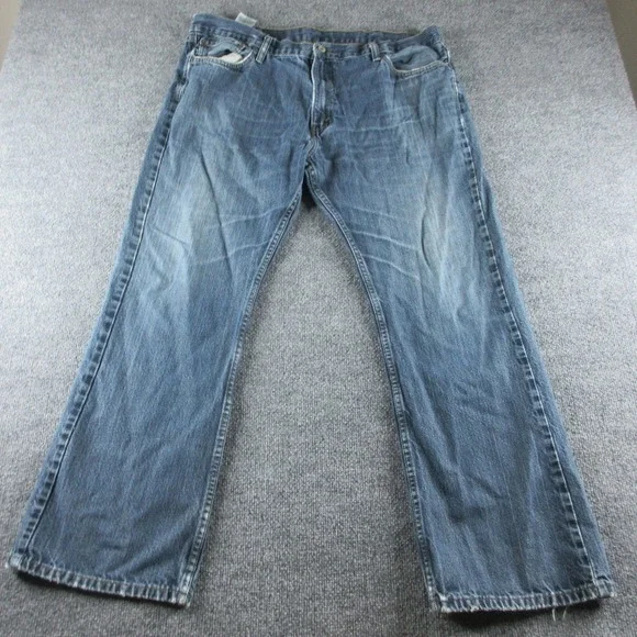 Levis 527 Jeans Mens 42x31 Blue Slim Bootcut Medium Wash Denim Distressed Pants
