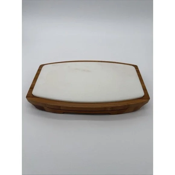 New In Box-B. Smith Cheese Board Set W/Marble Top & Bamboo Tray + 4 Utensils