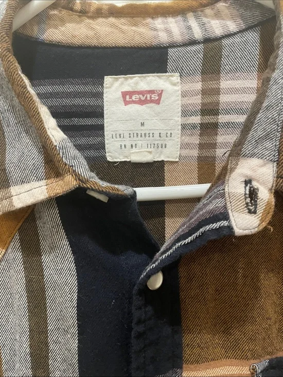Classic western Levi's Mustard and Brown Plaid Western Shirt