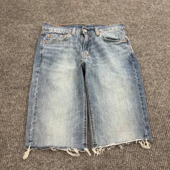 Levis 511 Shorts Mens 31 Blue Cotton Denim Cut Off Raw Hem Jorts Summer Casual