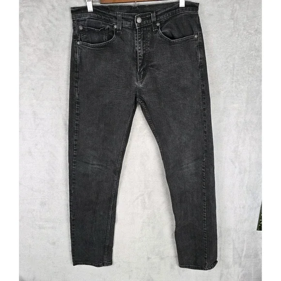 Levis 505 Regular Fit Jeans‎ Mens 33x32 Washed Black Straight Leg Denim Pants