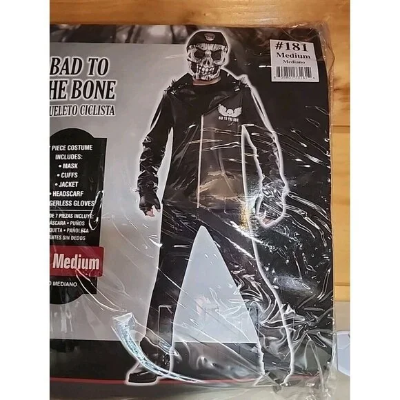 Bad To The Bone Costume Halloween Boys Medium 8-10 Skeleton Skull
