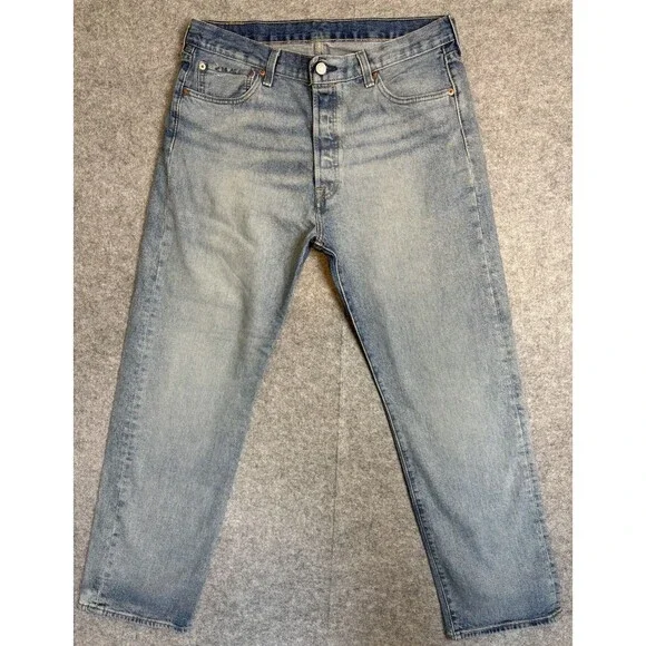 Levis 501 Jeans Mens 31 T Blue Button Fly Denim Pants Faded Work Distressed