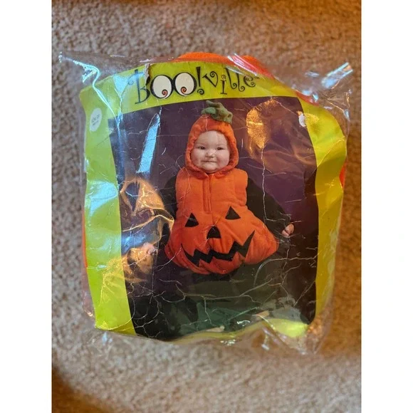 Booville Baby Pumpkin Halloween Costume JackOLantern Fleece Hooded 0-9 months
