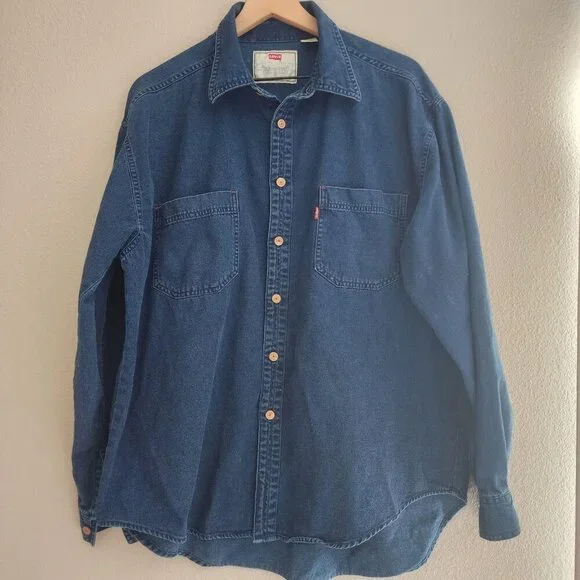 VINTAGE Levi's Shirt Mens XL Denim Button Up Red Tab Long Sleeve 90s 60560-1317