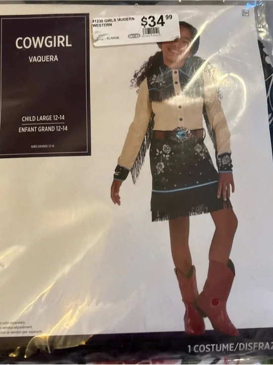 Cowgirl Costume for Kids - Beige & Black