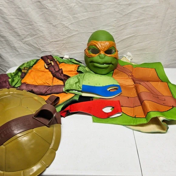 Rubies TMNT Costume Kids Medium Green Ninja Turtles Padded Shell Mask Set