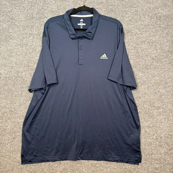 Adidas Golf Polo Shirt Mens‎ 2XL Blue Short Sleeve Performance Stretch Casual