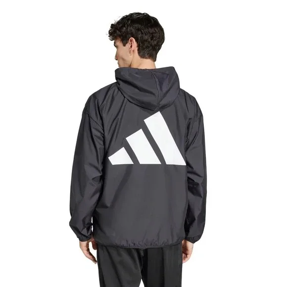 Adidas Essentials Big Logo Mesh Lined Windbreaker Jacket Adult Small Black White