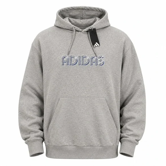 Adidas 3D Retro 70s Striped Logo Hoodie Mens 3XLT 3XL Tall Gray Disco Groovy NWT