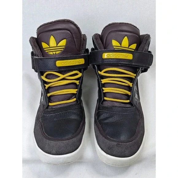Adidas Shoes‎ Men's Size 9 Brown Yellow  Basketball Sneakers B35256 High Tops