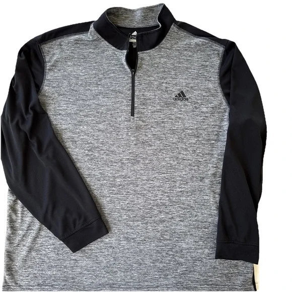 adidas Golf Mens 2XL‎ Double Pique 1/4 Zip L/Sleeve Pullover Jacket Shirt