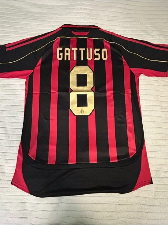 adidas AC Milan Gattuso #8 Red and Black Soccer Jersey