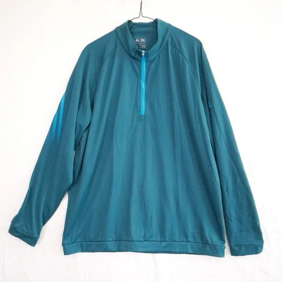 Adidas Golf 1/4 Zip Pullover‎ Mens Large Activewear Mock Neck Teal Long Sleeve