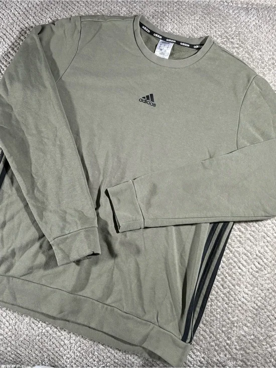 Adidas Crewneck Prime Green Men's L Sweatshirt Pullover Long Sleeve, Fleece
